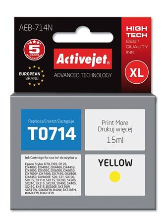 ActiveJet inkoust Epson T0714 D78/DX6000/DX6050 Yellow, 15 ml AEB-714