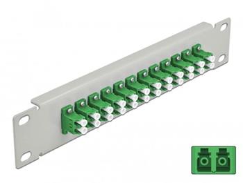 Delock 10” patch panel pro optická vlákna, 12 portů, LC Duplex, zelený, 1U, šedý