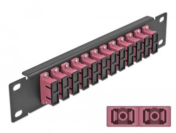 Delock 10" patch panel pro optická vlákna, 12 portů, SC Duplex, fialový, 1U, černý