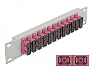 Delock 10” patch panel pro optická vlákna, 12 portů, SC Duplex, fialový, 1U, šedý