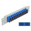 Delock 10” patch panel pro optická vlákna, 12 portů, SC Duplex, modrý, 1U, šedý