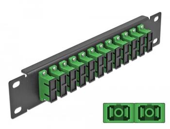 Delock 10" patch panel pro optická vlákna, 12 portů, SC Duplex, zelený, 1U, černý