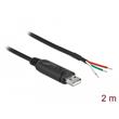 Delock Adapter cable USB 2.0 Type-A to Serial RS-232 with 3 open wires 2 m