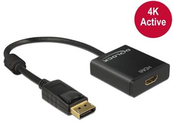 Delock Adaptér Displayport 1.2 samec > HDMI samice 4K aktivní černý