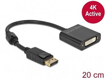 Delock Adaptér DisplayPort 1.2 samec na DVI samice 4K aktivní černý