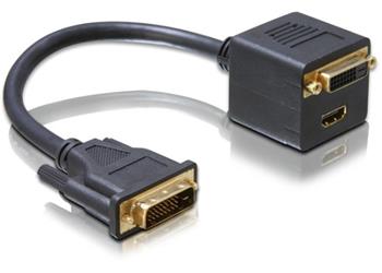 Delock adaptér DVI 25 samec > DVI 25 samice + HDMI samice
