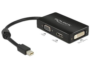 Delock Adaptér mini Displayport 1.1 samec > VGA / HDMI / DVI samice pasivní černý