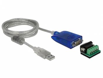 Delock Adaptér USB Typ-A na sériové rozhraní RS-422/485 DB9 s ochranou proti přepětí 600 W a rozšířeným rozmezím teplot