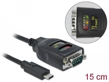 Delock Adaptér USB Type-C™ na 1 x sériové rozhraní RS-232 DB9 s ochranou 15 kV ESD