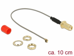 Delock Anténní kabel SMA samice feritové jádro > MHF / U.FL-LP-068 kompatibilní samec 1.13 10 cm délka závitu 10 mm