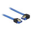 Delock Cable SATA 6 Gb/s receptacle straight > SATA receptacle left angled 70 cm blue with gold clips