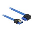 Delock Cable SATA 6 Gb/s receptacle straight > SATA receptacle right angled 30 cm blue with gold clips