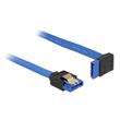 Delock Cable SATA 6 Gb/s receptacle straight > SATA receptacle upwards angled 10 cm blue with gold clips