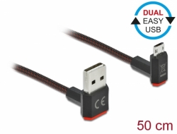 Delock Kabel EASY-USB 2.0 Typ-A samec na EASY-USB Typ Micro-B samec pravoúhlý nahoru / dolů 0,5 m černý