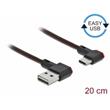 Delock Kabel EASY-USB 2.0 Typ-A samec na USB Type-C™ samec pravoúhlý levý / pravý 0,2 m černý