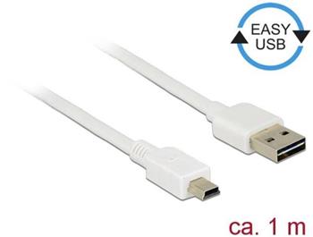 Delock Kabel EASY-USB 2.0 Typ-A samec > USB 2.0 Typ Mini-B samec 1 m bílá