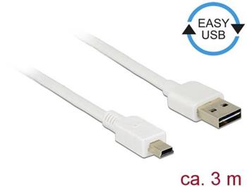 Delock Kabel EASY-USB 2.0 Typ-A samec > USB 2.0 Typ Mini-B samec 3 m bílá