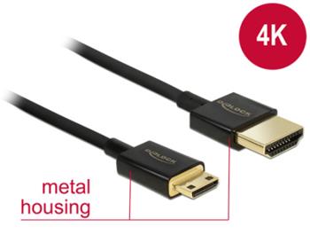 Delock Kabel High Speed HDMI s Ethernetem - HDMI-A samec > HDMI Mini-C samec 3D 4K 4,5 m aktivní Slim Premium