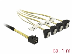 Delock Kabel Mini SAS HD SFF-8643 > 4 x SATA 7 pin samice 90° pravoúhlý 1 m