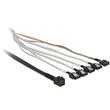 Delock kabel mini SAS HD SFF-8643 > 4 x SATA 7 pin + Sideband 0.5 m kovová spona