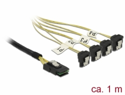 Delock Kabel Mini SAS SFF-8087 > 4 x SATA 7 pin samice 90° pravoúhlý 1 m