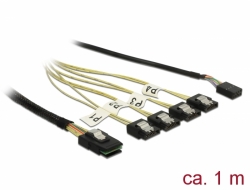 Delock Kabel Mini SAS SFF-8087 > 4 x SATA 7 pin + Sideband 1 m kovový