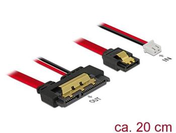 Delock Kabel SATA 6 Gb/s 7 pin samice + 2 pin napájecí samice > SATA 22 pin samice přímý (5 V) kovový 20 cm