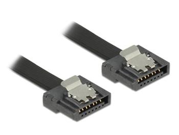 Delock kabel SATA FLEXI 6 Gb/s 10 cm černý kovová spona