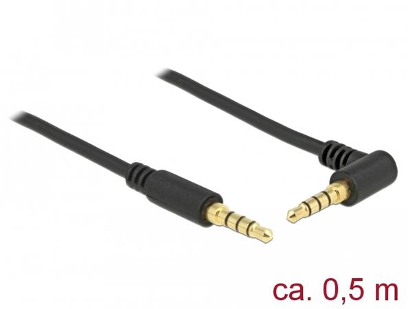 Delock Kabel Stereo Jack 3,5 mm 4 pin samec > samec pravoúhlý 0,5 m černý