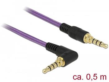 Delock Kabel Stereo Jack 3,5 mm 4 pin samec > samec pravoúhlý 0,5 m fialový