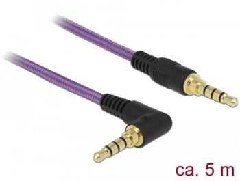 Delock Kabel Stereo Jack 3,5 mm 4 pin samec > samec pravoúhlý 5 m fialový