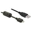 Delock kabel USB 2.0 A samec > micro-USB B samec, ferit, délka 1m