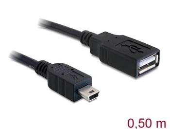 Delock kabel USB 2.0-A samice > mini USB samec 0,5 m