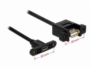 Delock kabel USB 2.0 Micro-B samice přišroubovatelná > USB 2.0 Type-A samice přišroubovatelná 1 m