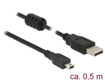 Delock Kabel USB 2.0 Typ-A samec > USB 2.0 Mini-B samec 0,5 m černý