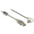 Delock Kabel USB 2.0 Typ-A samec > USB 2.0 Typ-B samec pravoúhlý 1,5 m transparentní