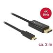 Delock Kabel USB Type-C™ samec > Displayport samec (DP Alt Mód) 4K 60 Hz 3 m černý