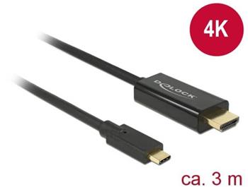 Delock Kabel USB Type-C™ samec > HDMI samec (DP Alt Mód) 4K 30 Hz 3 m černý