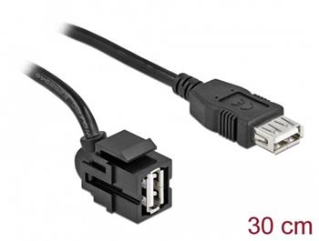 Delock Keystone modul USB 2.0 A samice 250° > USB 2.0 A samice s kabelem černá