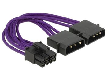 Delock napájecí kabel PCI Express 8 pin samec > 2 x 4 pin samec textilní stínění fialové