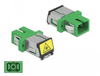 Delock Optická spojka ze zásuvky s ochrannou klapkou proti laseru SC Simplex na zásuvku SC Simplex, Single-mode, zelený