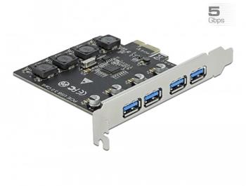 Delock PCI Express x1 Karta na 4 x externí USB Typ-A samice SuperSpeed USB (USB 3.2 Gen 1)