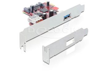 DeLock PCI Express x1 USB 3.0, 1 externí, 1 interní, NEC, + low profile