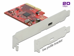 Delock PCI Express x4 Karta na 1 x externí SuperSpeed USB 20 Gbps (USB 3.2 Gen 2x2) USB Type-C™ samice - 3 A