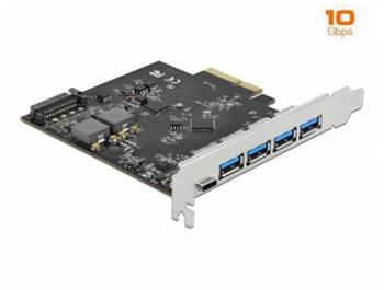 Delock PCI Express x4 Karta na 1 x USB Type-C™ + 4 x USB Typ-A - SuperSpeed USB 10 Gbps