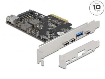 Delock PCI Express x4 Karta na 3 x USB Type-C™ + 2 x USB Typ-A - SuperSpeed USB 10 Gbps - Low Profile