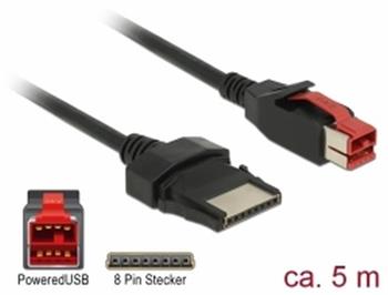 Delock PoweredUSB kabel samec 24 V > 8 pin samec 5 m pro POS tiskárny a terminály