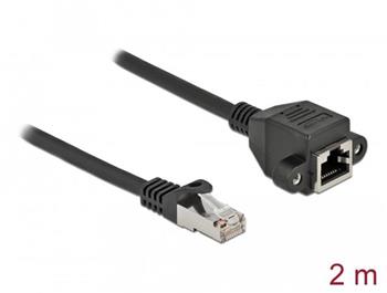Delock Prodlužovací síťový kabel, ze zástrčky S/FTP RJ45 na zásuvku RJ45, Cat.6A, délka 2 m, černý