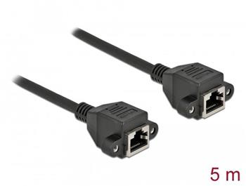 Delock Prodlužovací síťový kabel, ze zásuvky S/FTP RJ45 na zástrčku RJ45, Cat.6A, délka 5 m, černý