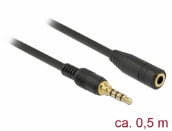 Delock Stereo Jack prodlužovací kabel 3,5 mm 4 pin samec na samici 0,5 m černý